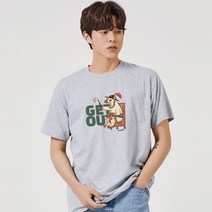 GET OUT 사또 개 그래픽 캐쥬얼 반팔티