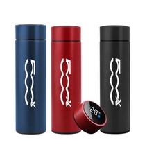 써모스탯 써모스텟 500ml 온도 디스플레이 car 보온병 컵 수프 커피 머그 보온병, 분홍색