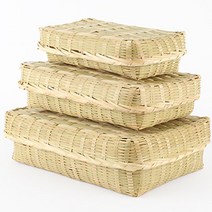 대나무 도시락 직사각 석작 한과바구니 대나무함 한과상자 폐백 떡바구니 명절, 소 (가로17cm)