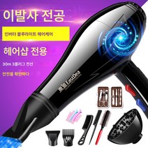전기 드라이기 고출력 9000w 이발소 드라이기 가정용 대풍력 남성 전용 헤어케어 음이온 W, 8초빠른건조9+네일가방미용실