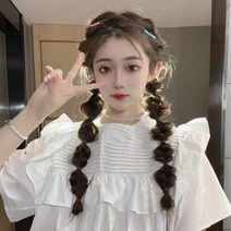 YAPOGI초롱머리 딴머리 땋은머리 복싱머리 부분가발, 2개입, 블랙그레이