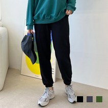 부드러운 슬림핏 여자 잔골지 스판 조거 밴딩팬츠 3색