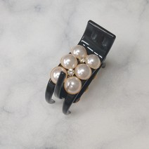 SUNNYDAY 캡 진주 악어 헤어집게핀 고급 반머리 반묶음 올림머리 심플 집게핀 D2