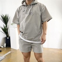데일리 남자 쿨링 아노락 반팔 반바지 커플 여름 회색 트레이닝 세트