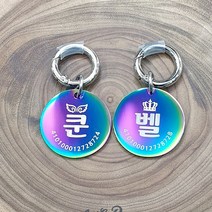 [고리형] 무지개빛 레인보우 써지컬펜던트 클래식 강아지 인식표 하네스 인식표, D