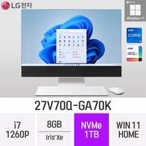 [오늘출발] LG 일체형PC 27V70Q-GA70K 윈도우11 27인치 인텔 12세대 사무용 인강용 재택근무용 일체형PC, 8GB, Win11 Home, 1TB