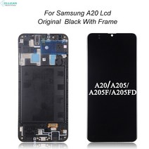 나인틴 삼성 갤럭시 A205 LCD 터치 패널 디지타이저 A20 SM-A205F A205FN 디스플레이 어셈블리 용 6.4 인치 OLED, [05] ORI Black With Frame