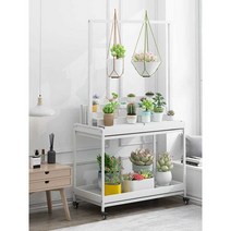 행잉 꽃집 진열대 꽃다발 식물 화단 보관 걸이대 가게, 화이트 150cmx50cmx80cm (2단)