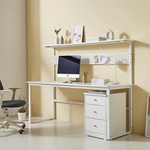 DIY 미슈레 LPM 철제 선반 컴퓨터 일자 책상 1800, 블랙/화이트