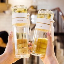 티텀블러 찻잎 거름망 휴대용텀블러 350ml, 옐로우