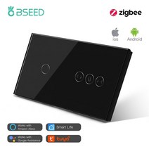 태양광 컨트롤러 bseed zigbee 3.0 커튼 스위치 스마트 터치 스위치 지능형 지그비 커튼 스위치 tuya smart life app google alexa 177, 1갱 블랙
