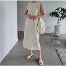마이앤쥬 썸머 나일론 바스락 백트임 리본끈 민소매 나시 롱 원피스(2col) 휴양지룩 추천