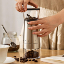 시크라이프 커피 전동 그라인더 스테인리스 일체형 원두 분쇄기, 그레이