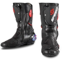 바이크부츠 오토바이장화 PRO-BIKE 사계절 방수 오토바이 라이딩 부츠 남성용 롱 부츠 안티 폴 오토바이 신발 오프로드 레이싱 랠리, 41, B1001- 레드