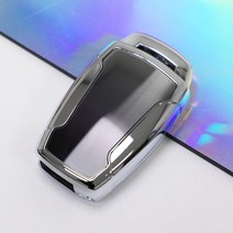 쌍용 렉스턴스포츠/칸 키케이스 3버튼 메탈 그라데이션 유리 차키 스마트키 악세사리 용품, 3버튼 그레이블랙