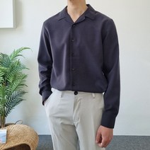 토니어스 여름 오픈카라 린넨 긴팔셔츠