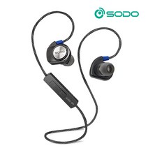 SODO 블루투스 목걸이형 무선 이어폰 SP2 블랙, 메탈그레이