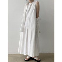 린넨 원피스 마 빅사이즈 롱 리넨 여성용 CHICEVER 무지 O넥 민 드레스 미니 소형멀리스트 캐주얼 루즈 맥시 여성 여름 패션 의류