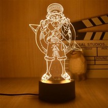 애니메이션 원피스 루피 조로 포트가스 D 에이스 3D 착시 LED 야간 조명 책상 테이블 램프 모델 만화 피규어 완구, 19, 18CM Warm white