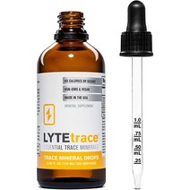 LyteTrace의 Trace Mineral Drops 100ml x 200회분 - 인체 pH 균형을 위한 최대 흡수 이온 천연 나트륨 프리 미량 미네랄 농축액 -