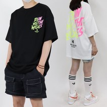 데님투나잇 남자 여자 오버핏반팔 루즈핏반팔티 프린팅 로고 나염티셔츠
