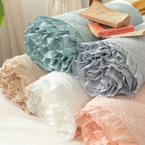 슬아하임 목화솜 60수 프릴 알러지케어 진드기방지 피그먼트 차렵이불 침대패드 스프레드 슈퍼싱글 퀸, 화이트