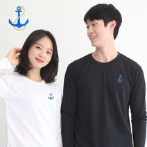 멋지군 코오롱 쿨론 기능성 라운드 긴팔 닻자수 남녀공용 쿨 티셔츠