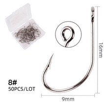 문어 오프셋 스포츠 서클 낚시 후크 잉어 지그 큰 가시 물고기 고 탄소강 50 개, [04] size8    50pcs