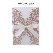 생일축하카드 팝업카드 메세지 세트반짝이 종이 레이저 컷 결혼식 초대 카, 08 1장 세트 Gold 3 Cover