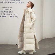 [랜덤플레이] 사이드 버튼 트임 베이직 슬림 롱 패딩