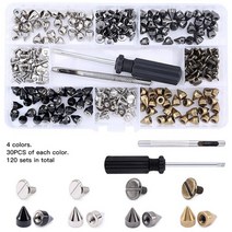 스냅 단추 펀치 똑딱이 펀칭기 마스크줄 기구 세트 만들기 diy 그로밋 키트 금속 아일렛 콘 스터드 ampamp spikes punk buttons rivets tool set, 리벳 120set 금속