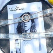 투명 큐빅 벨트 pvc 사각 패션