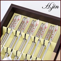 H.jin 봉황 러블리 칼라샤틴 수저세트 5인 5벌 (1세트) 숟가락 5p + 젓가락 5p 가족 한식 커트러리, 1세트