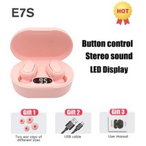 TWS E7S 블루투스 이어폰 무선 헤드폰 헤드셋 (마이크 포함) HiFi 스테레오 스포츠 노이즈 캔슬링 미니 스, 03 03, pink