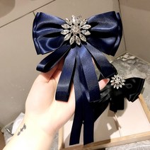 【나비 넥타이】유럽과 미국의 과장된 리본 넥타이 다이아몬드 초섬수정 비단 칼라 롱 리본 브로치 패션 브로치 여자