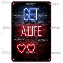 led글씨 네온바 [MyPlate] 빈티지 게임 영역 네온 사인 금속 플레이트 틴 로그인 벽 장식 홈 바 플라크 남, 24 10951_01 20x30cm