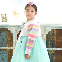 [럭셔리한복] 384.나래아이민트(여) _ 아동한복 여아한복 돌한복 유아 아이한복 물실크원단 색동 저고리 전통 스타일
