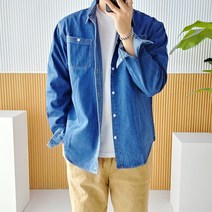 로니제이 남자 오버핏 워싱 데님 셔츠