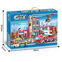 레고 시티 도시 경찰 시리즈 소방서 본부 중국 빌딩 장난감, 소방국