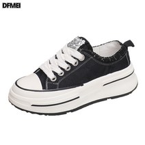 DFMEI 통굽 송편 슬립온 여 여름 털 반짝이 스니커즈