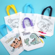 그리기 부직포가방세트 5종 만들기 사인펜포함 다이노 공룡, 고양이
