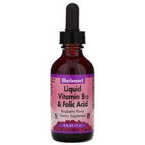 Bluebonnet Liquid VitaminB-12&Folic Acid Raspberry 59ml 블루보넷 액상 비타민B&엽산 라스베리맛 59ml