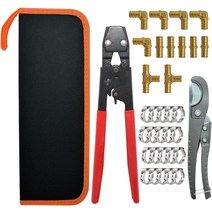 황동 PEX 피팅 올인원 키트 1.3cm(1/2인치) 티 엘보 커플링 파이프 피팅 12개 펙스 신치 클램프 고정 도, 02 PEX fittings tool kit B