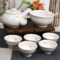 청화 베이지 5인 다기세트(8p)
