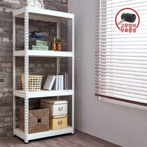 [폴던스랙] 50 30 높이 170 (cm) 4단 코팅상판 무볼트 철재 앵글선반, 화이트앵글