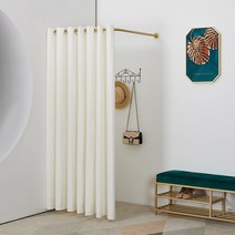 옷가게 피팅룸 도어 가리개 커튼 라커룸 탈의실 L자형 링 프레임 폴 파티션 가림막 두꺼운 원단