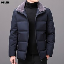 DFMEI 남성 패딩 숏 기장 아버지 비즈니스 겨울 양털 터틀넥 따뜻한 코트 중장년 아빠룩
