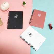 그리드 스프링노트 (모눈형) 방안지 공책 캐릭터노트 유선노트 신학기 학용품 [5% 추가할인], 레드