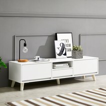 퍼니하우스 앨리스 1500 1단 오픈 서랍 거실장, 화이트