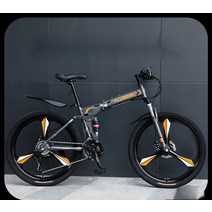 shike 접이식 산악자전거 크로스컨트리 24인치대 출근길 카레이싱 성인 대학생 여남, 26인치 21속, 스포크 휠-그레이오렌지